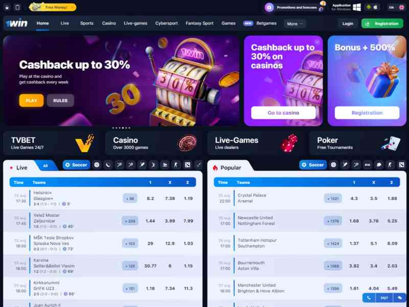 Fitur kasino online 1win