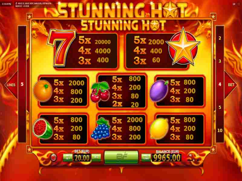Fitur dan bonus Stunning Hot